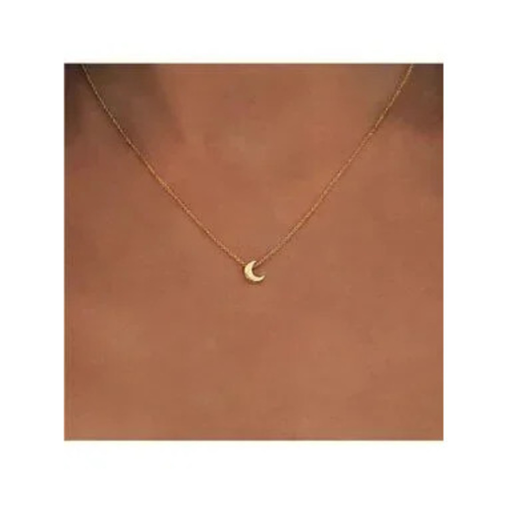GOLD 14k Gold Plated Moon Pendant Necklace